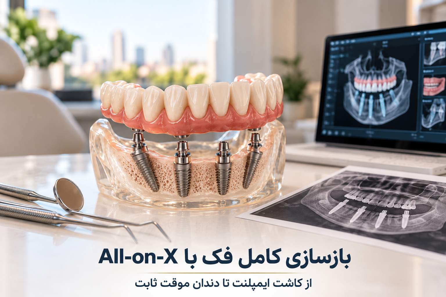 بازسازی کامل فک با All-on-X؛ از کاشت ایمپلنت تا دندان موقت ثابت